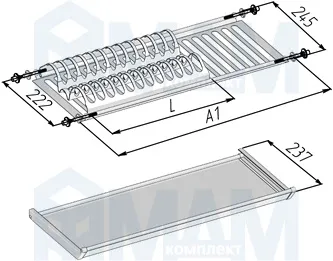 INOX860SL Посудосушитель одноур. нерж. 900 мм