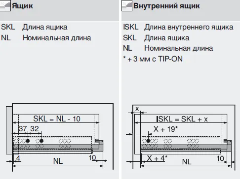 Полный комплект направляющих с замками BLUM TANDEM для деревянных ящиков