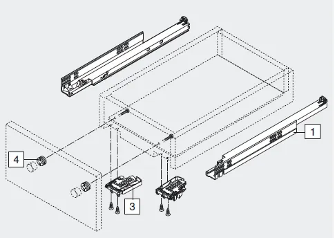 Полный комплект направляющих с замками BLUM TANDEM для деревянных ящиков