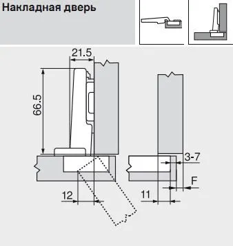 71B3550 Петля CLIP top BLUMOTION накладная, откр. 110°