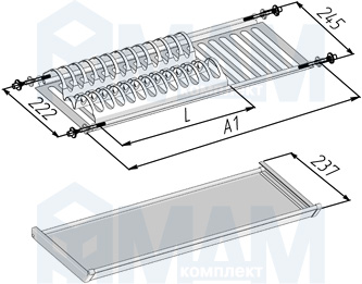 INOX860SL Посудосушитель одноур. нерж. 900 мм
