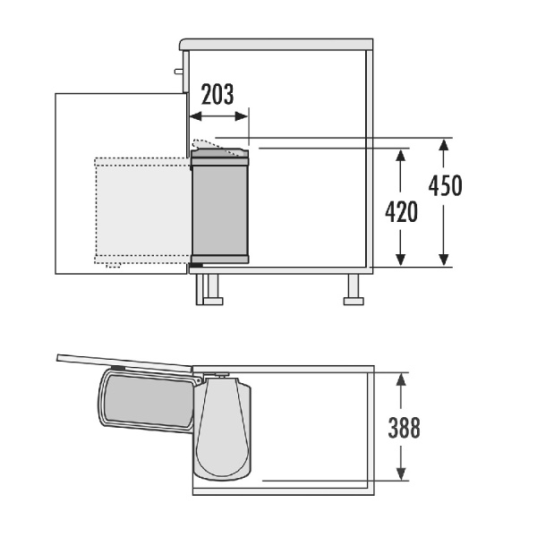 3418-10 Мусорное ведро встроенное 18 л., нерж.сталь / пластик
