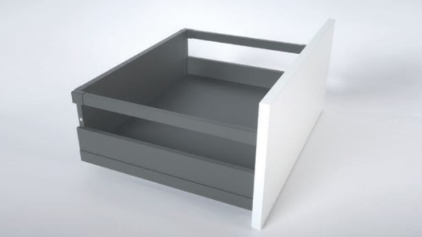 Стандартный ящик H90 мм с прямоугольным рейлингом, графит