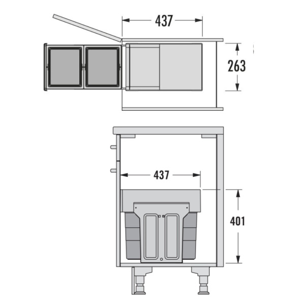 3666901 Выдвижная система сортировки 26 л., сталь / пластик
