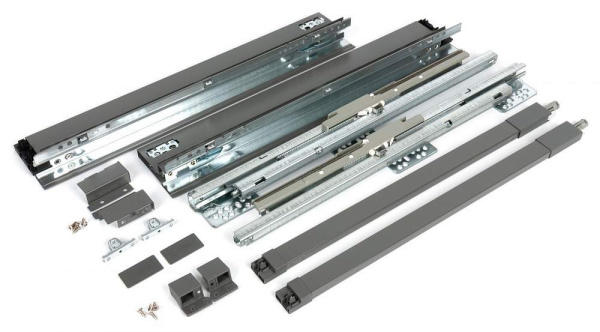 Стандартный ящик H90 мм с прямоугольным рейлингом, графит