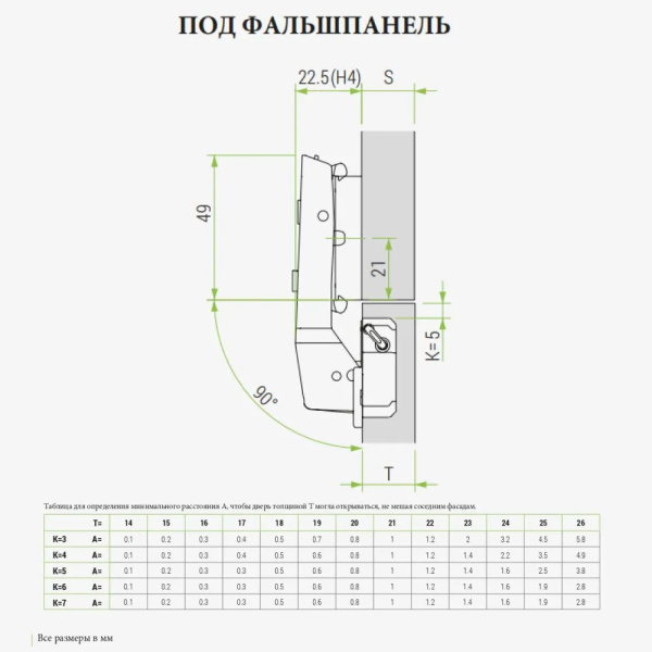 Omnia L Петля 180° под фальшьпанель вкладная, без пружины, под саморез, ЧЕРНАЯ