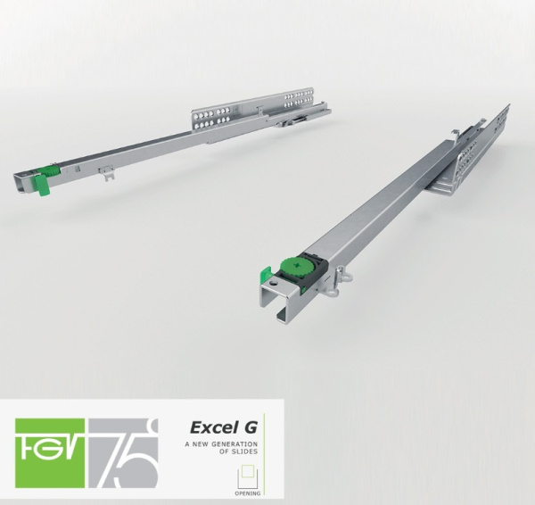 Excel G550B Направляющие частичного выдвижения с плавным закрыванием (левая + правая) длина 400 мм