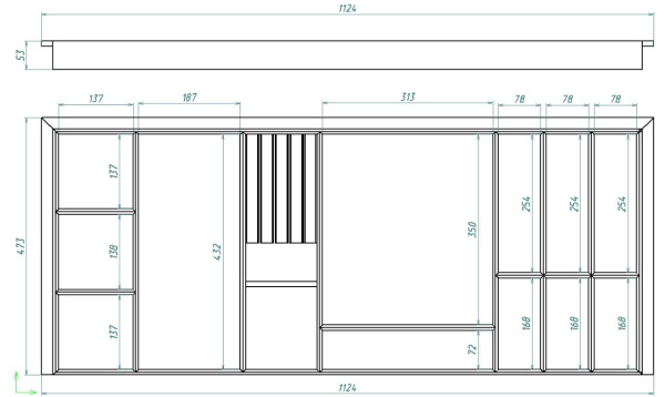 Лоток TETRIS V3 с держ. ножей в ящик Blum LEGRABOX дуб в базу 1200