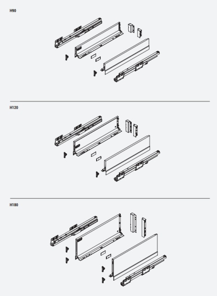 Стандартный ящик H90 мм. c плавным закрыванием, белый