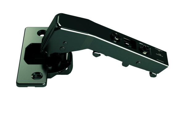 Omnia L Петля 180° под фальшьпанель вкладная с демпфером, под саморез, ЧЕРНАЯ