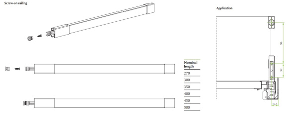 Стандартный ящик H90 мм с прямоугольным рейлингом, белый