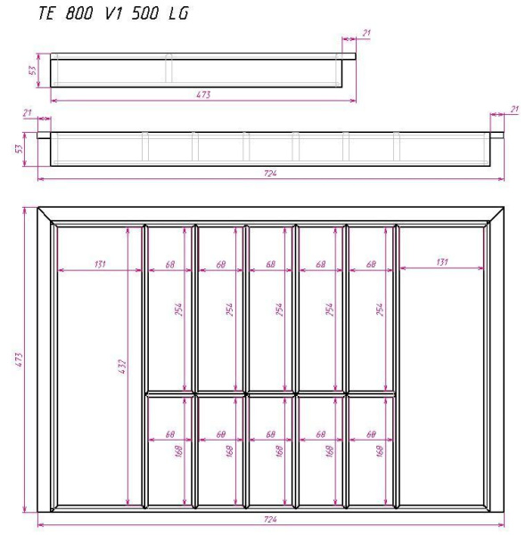 Лоток TETRIS V1 в ящик Blum TANDEMBOX дуб в базу 800