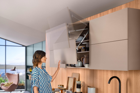 Подъемный механизм AVENTOS HF top с амортизатором BLUMOTION, белый шелк