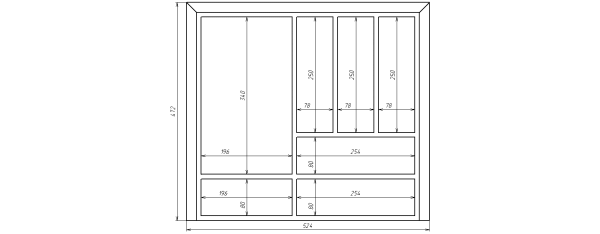 Лоток TETRIS V3 в ящик Blum LEGRABOX дуб в базу 600