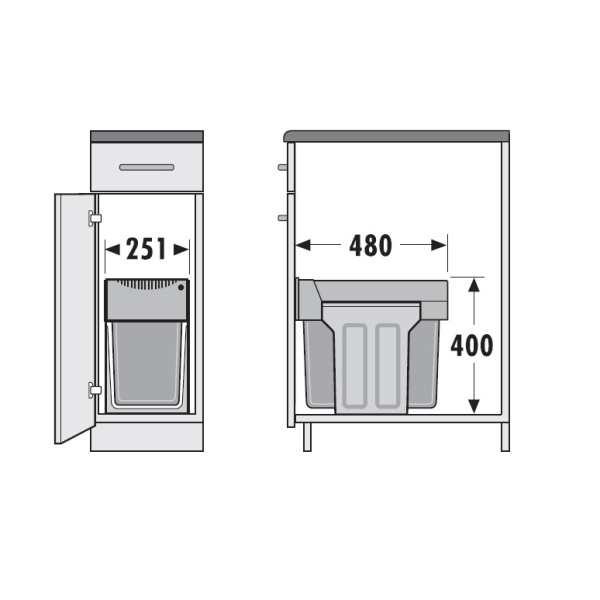 3666-11 Выдвижная система сортировки 31 л., сталь / пластик