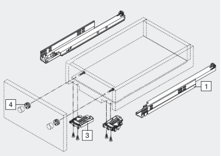 Полный комплект направляющих с замками BLUM TANDEM для деревянных ящиков