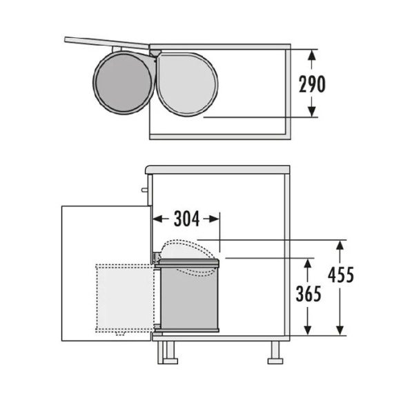3515-07 Мусорное ведро встраиваемое 15 л., сталь / пластик
