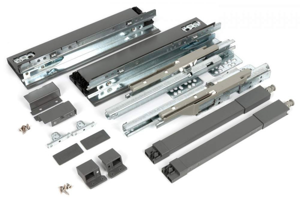 Стандартный ящик H120 мм с прямоугольным рейлингом, графит