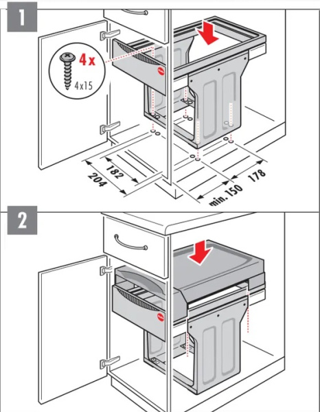 3666-10 Выдвижная система сортировки 30 л., сталь / пластик
