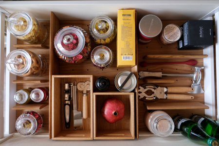 Лоток TETRIS V2 в высокий ящик Blum TANDEMBOX дуб в базу 600